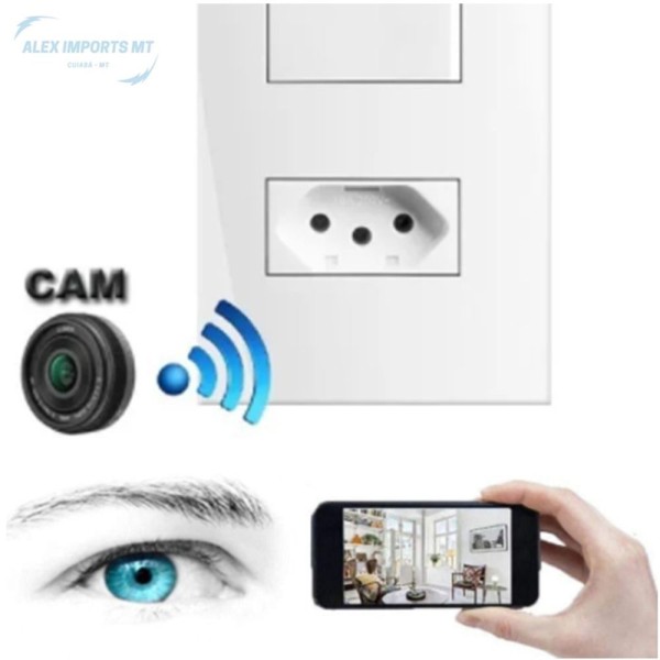Encontraproduto.com.br - Câmera Espiã Tomada Espiona Wifi Transmissor Em Tempo Real