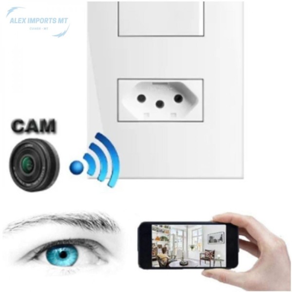 Encontraproduto.com.br - Câmera Espiã Tomada Espiona Wifi Transmissor Em Tempo Real