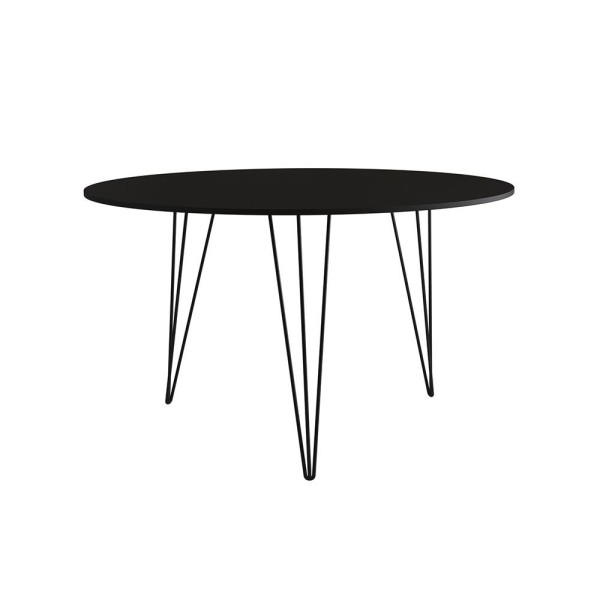 Encontraproduto.com.br - Mesa Jantar Redonda 110cm Preta Clips Com 5 Poltronas Eames