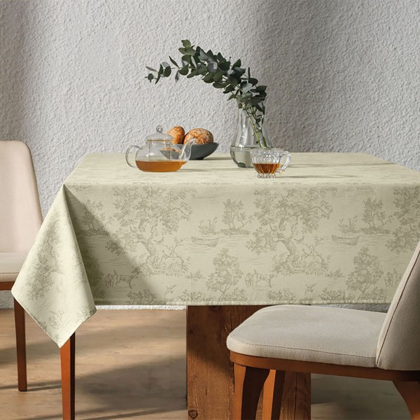Encontraproduto.com.br - Toalha de Mesa Quadrada 8 Lugares Grazia Alecrim