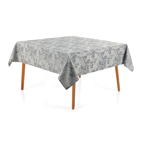 Encontraproduto.com.br - Toalha de Mesa Quadrada 8 Lugares Grazia Cinza