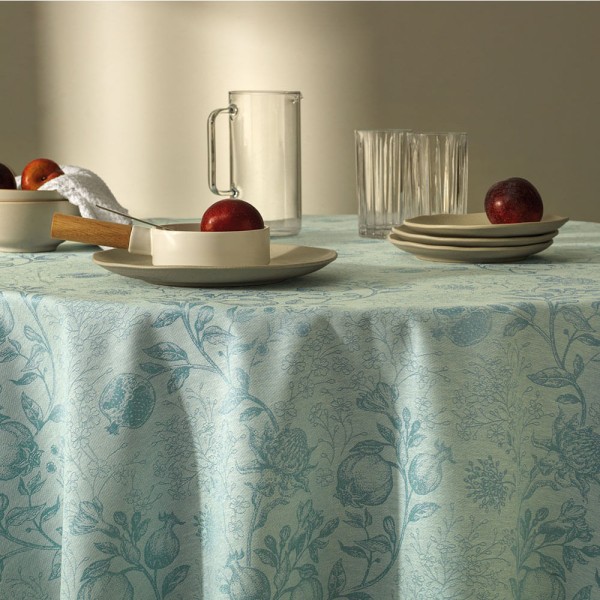 Encontraproduto.com.br - Toalha de Mesa Retangular 8 Lugares Roman Turquesa