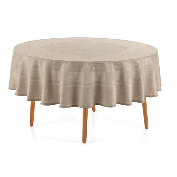 Encontraproduto.com.br - Toalha de Mesa Redonda 6 Lugares Lesier Noz Moscada