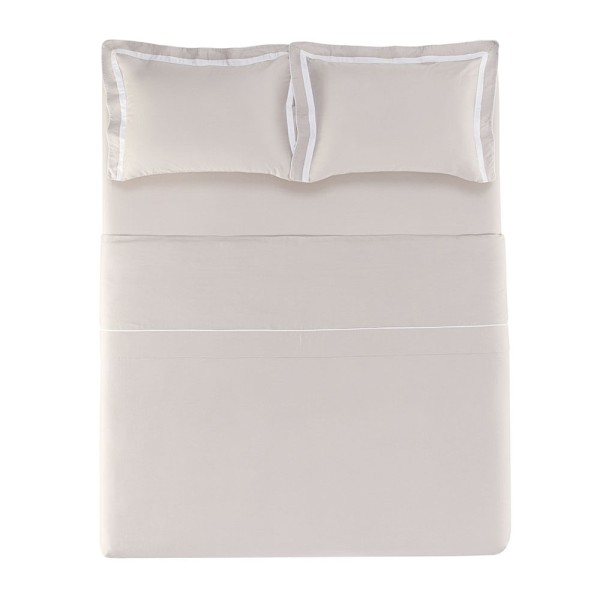 Encontraproduto.com.br - Jogo de Cama Casal 300 Fios 100% Algodão Lara Prata/Branco