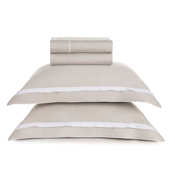 Encontraproduto.com.br - Jogo de Cama King 300 Fios 100% Algodão Lara Prata/Branco