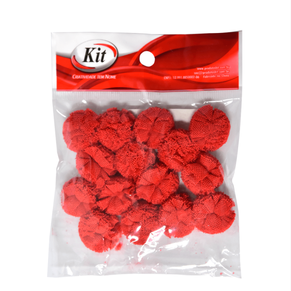 Encontraproduto.com.br - POMPOM DE TULE MF2013 2.0CM 01 VERMELHO
