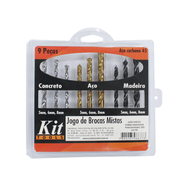 Encontraproduto.com.br - JOGO DE BROCAS MISTAS KIT 9 PECAS R.SHG7053