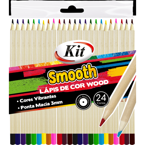 Encontraproduto.com.br - LAPIS DE COR 24 CORES KIT SMOOTH WOOD