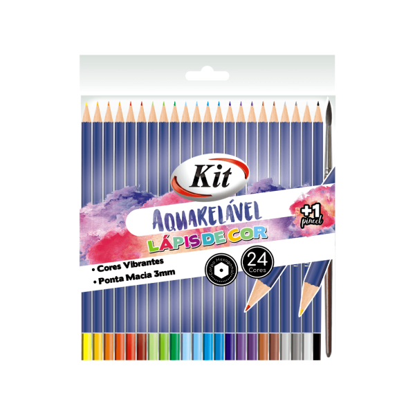 Encontraproduto.com.br - LAPIS DE COR AQUARELAVEL 24 CORES C/ PINCEL R.24AQUA