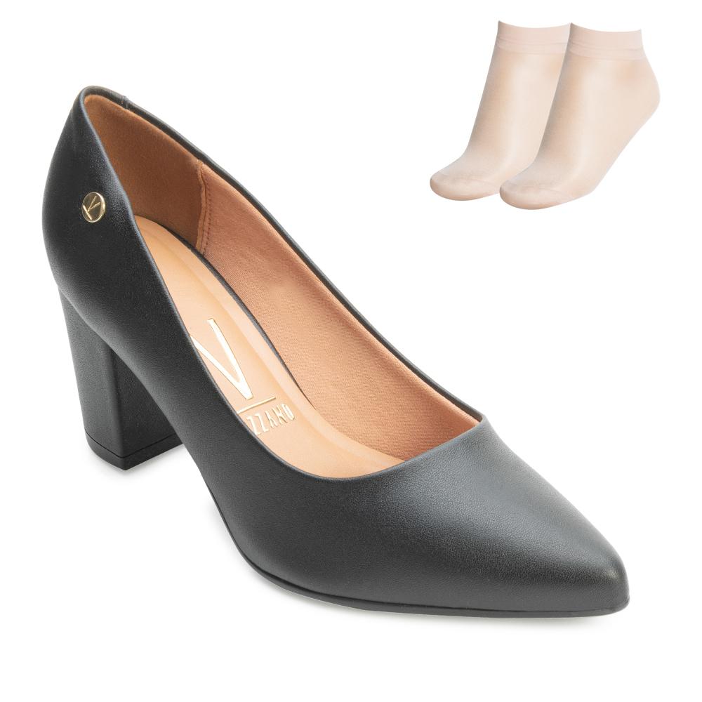 Sapato Scarpin Vizzano e Meia Preto