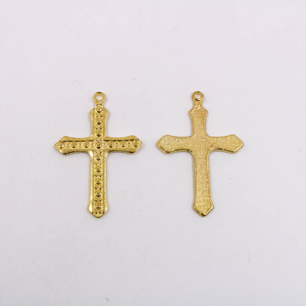 Encontraproduto.com.br - PINGENTE CRUZ TRABALHADA 45X30MM EM ZAMAC COM 12 PEÇAS