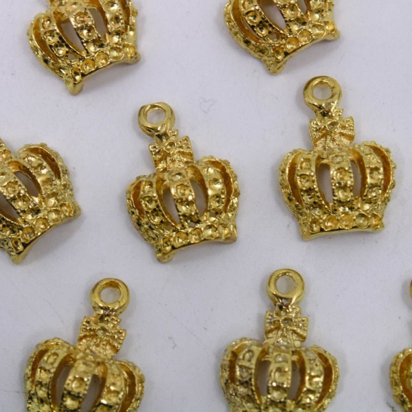 Encontraproduto.com.br - PINGENTE MEIA COROA 12MM EM ZAMAC COM 12 PEÇAS