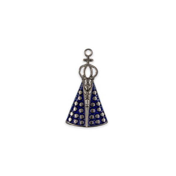Encontraproduto.com.br - PINGENTE CATAFORETICO RESINADO NOSSA SENHORA APARECIDA 53X30MM EM ZAMAC COM 02 PEÇAS