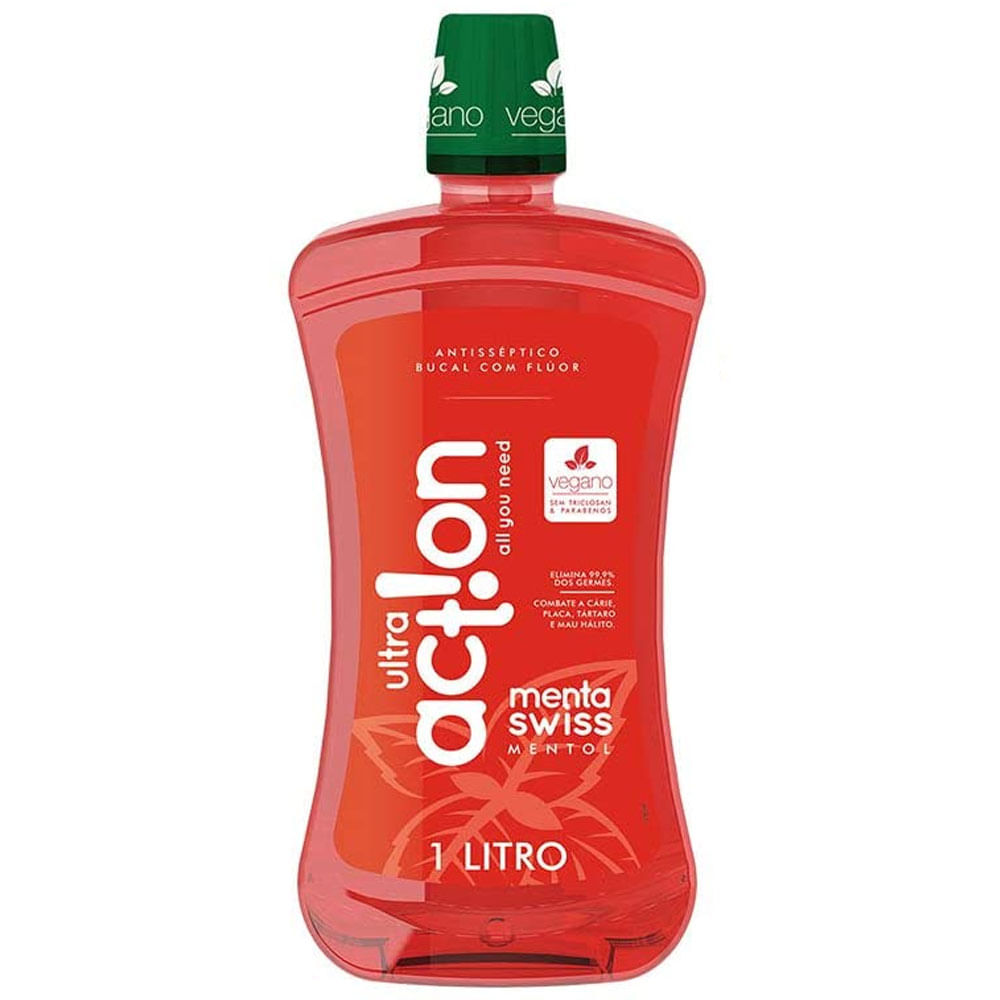 Enxaguante Bucal Antisséptico Ultra Action Menta Swiss 1L