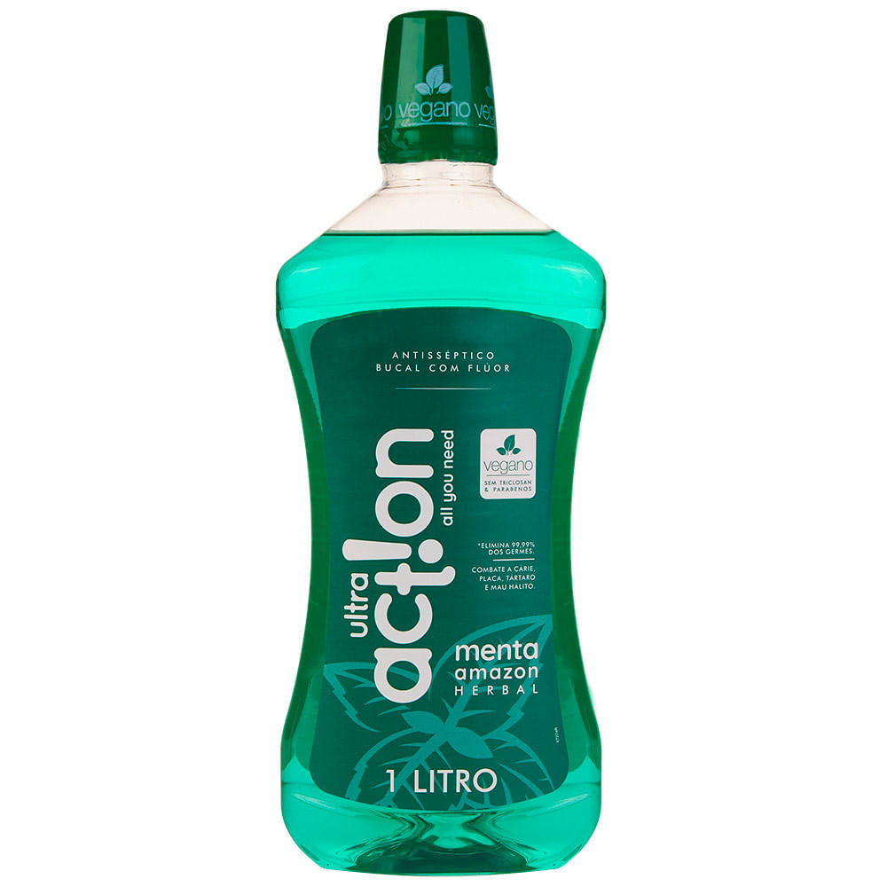 Encontraproduto.com.br - Solução Bucal Ultra Action Menta Amazon Anticárie 1l