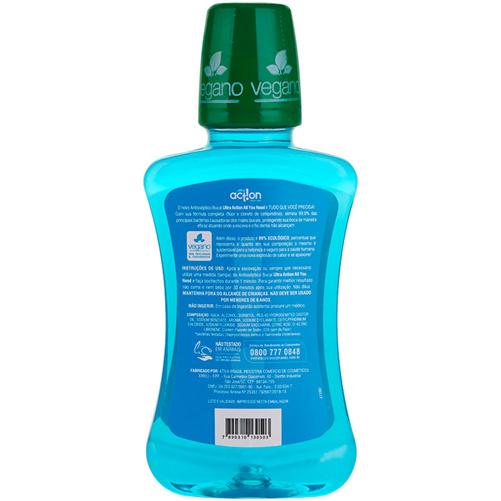 Encontraproduto.com.br - Antisséptico Bucal Com Flúor Ultra Action Menta Alaska Anticárie