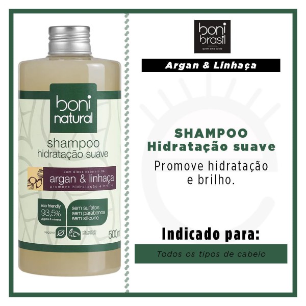 Encontraproduto.com.br - Shampoo Boni Natural Argan e Linhaça 500ml