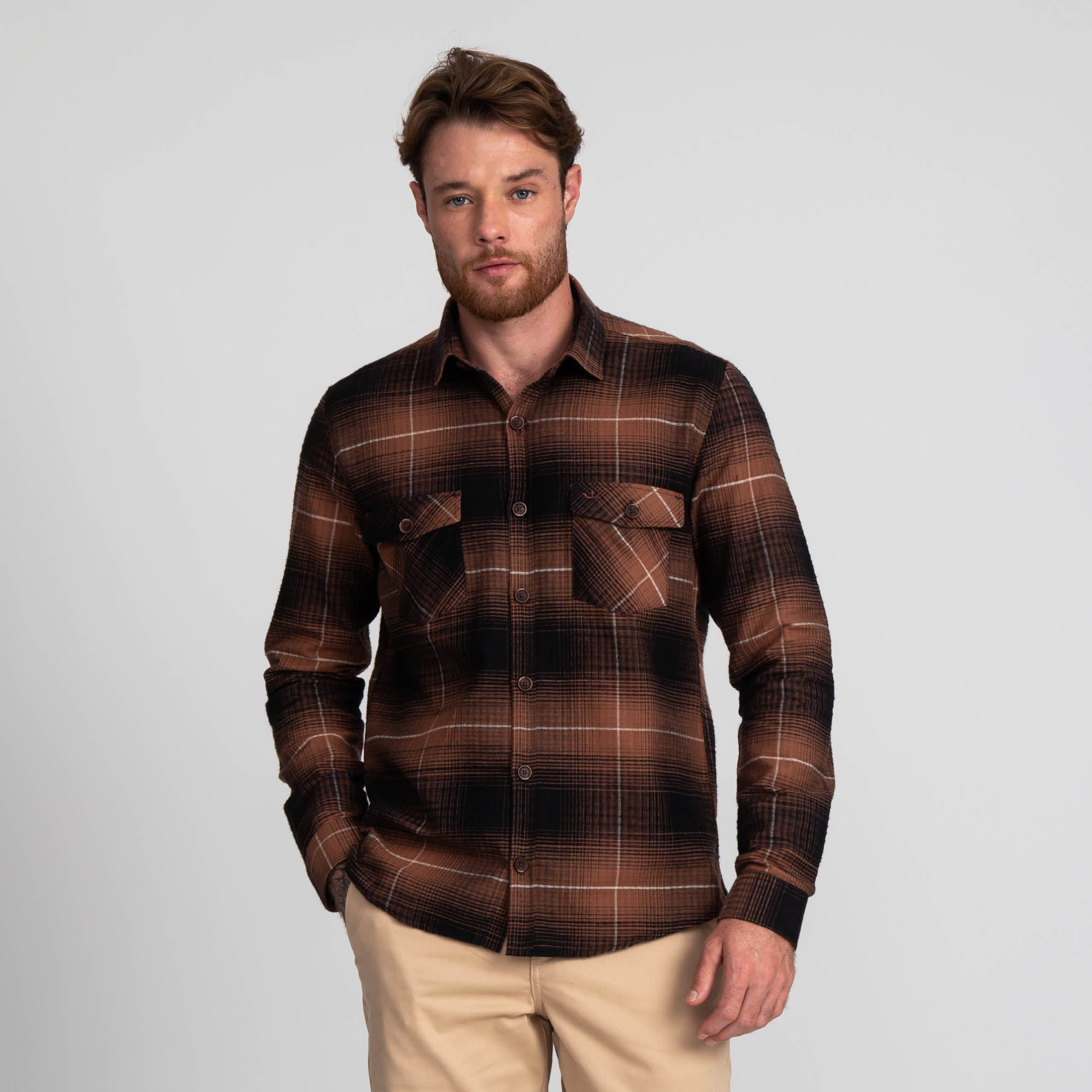 Encontraproduto.com.br - Camisa Manga Longa Docthos Slim Flanela Com Bolsos