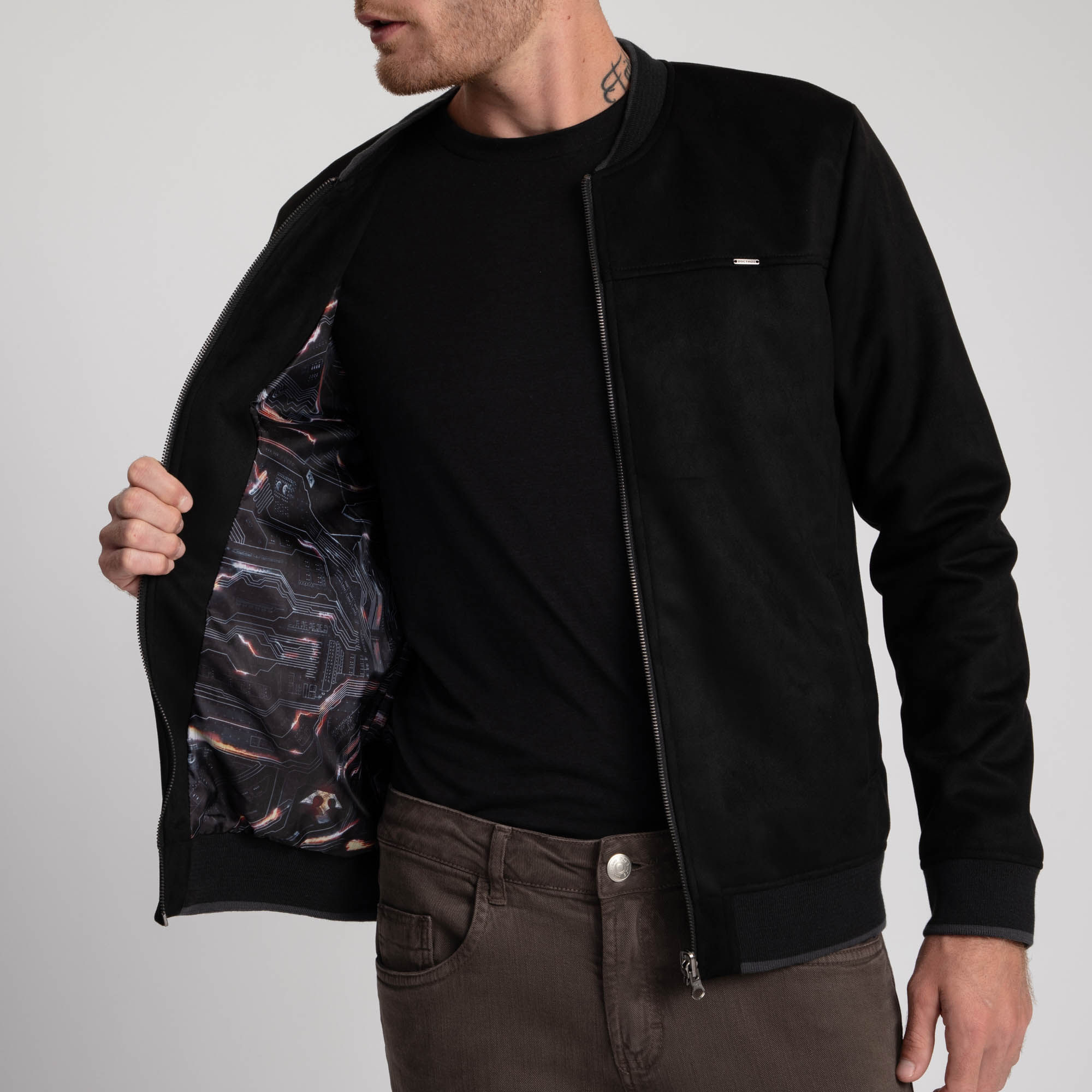 Encontraproduto.com.br - Jaqueta Docthos Slim Bomber Suede