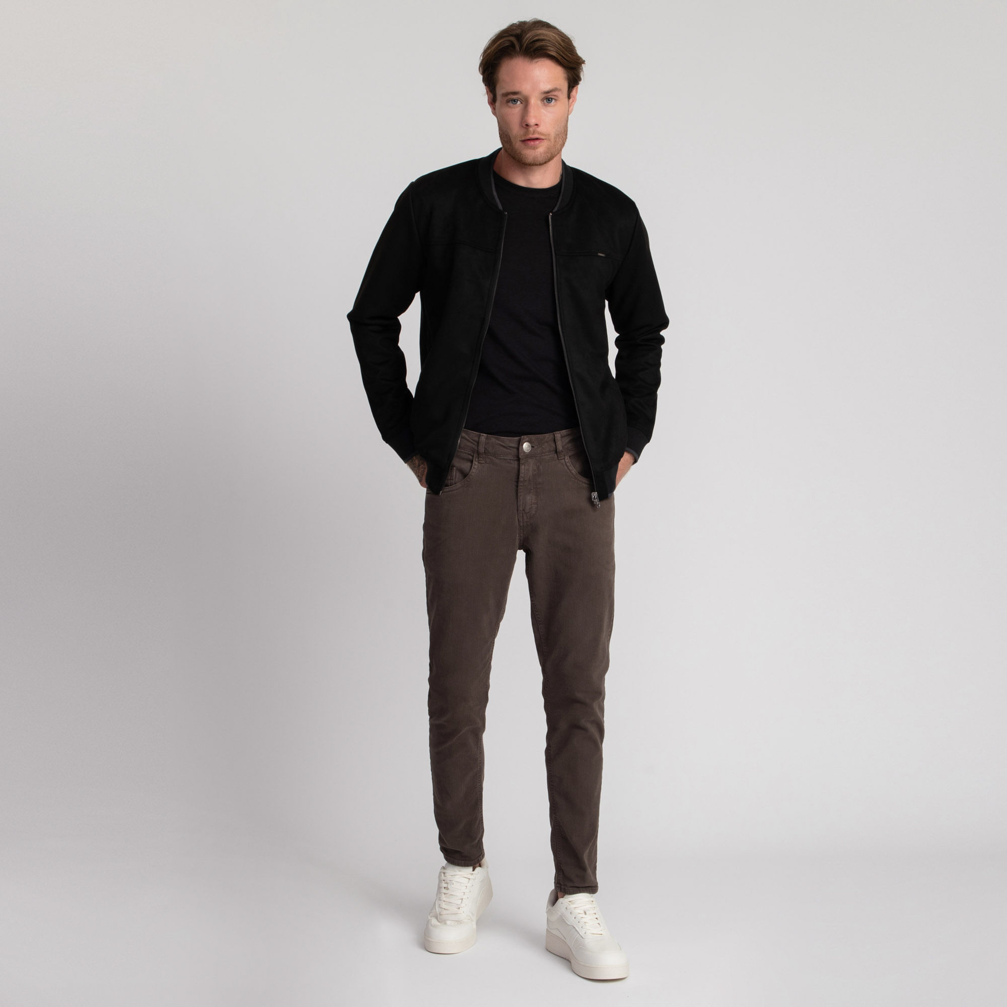 Encontraproduto.com.br - Jaqueta Docthos Slim Bomber Suede