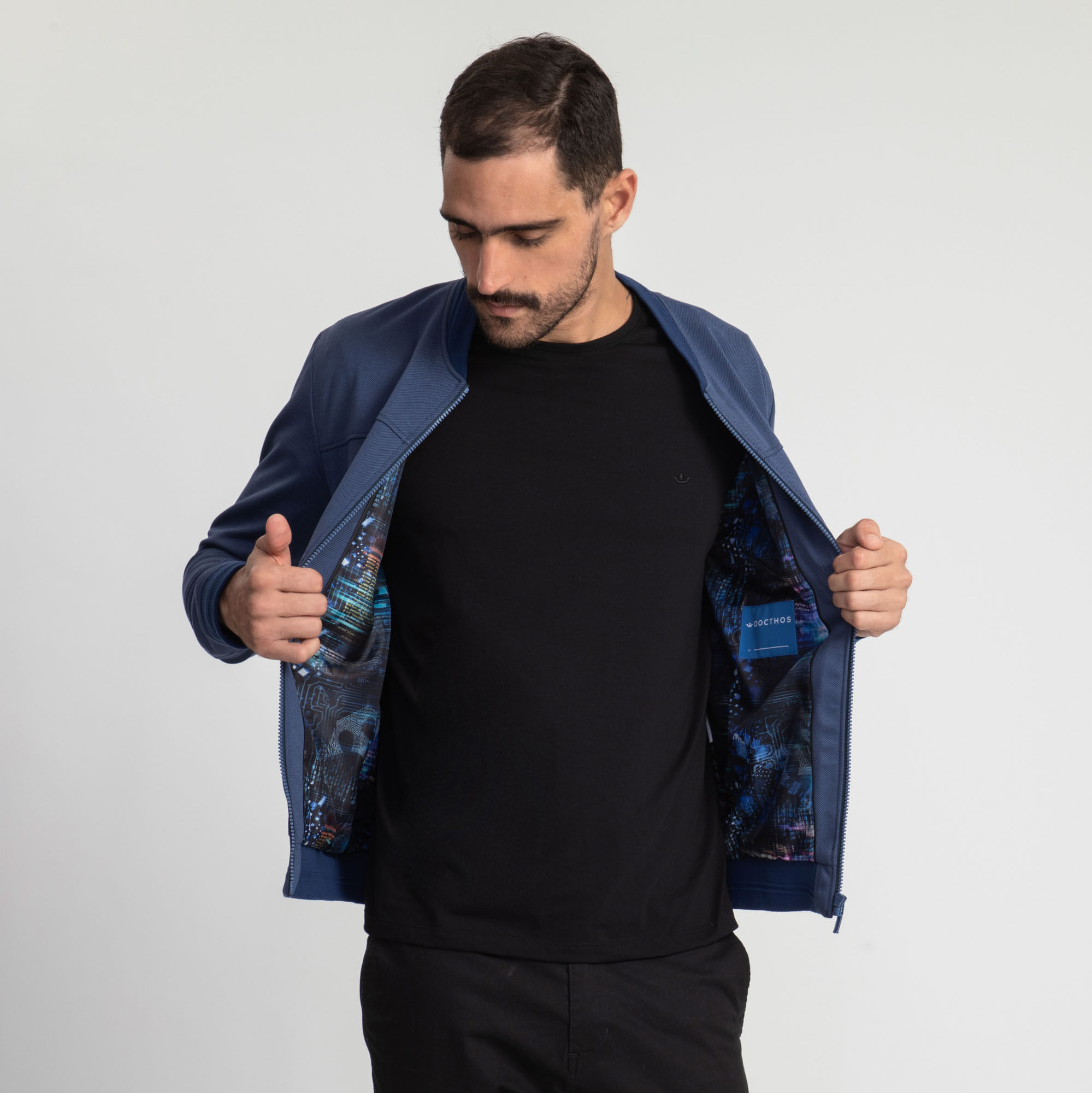 Encontraproduto.com.br - Jaqueta Docthos Slim Bomber Malha Sarjada