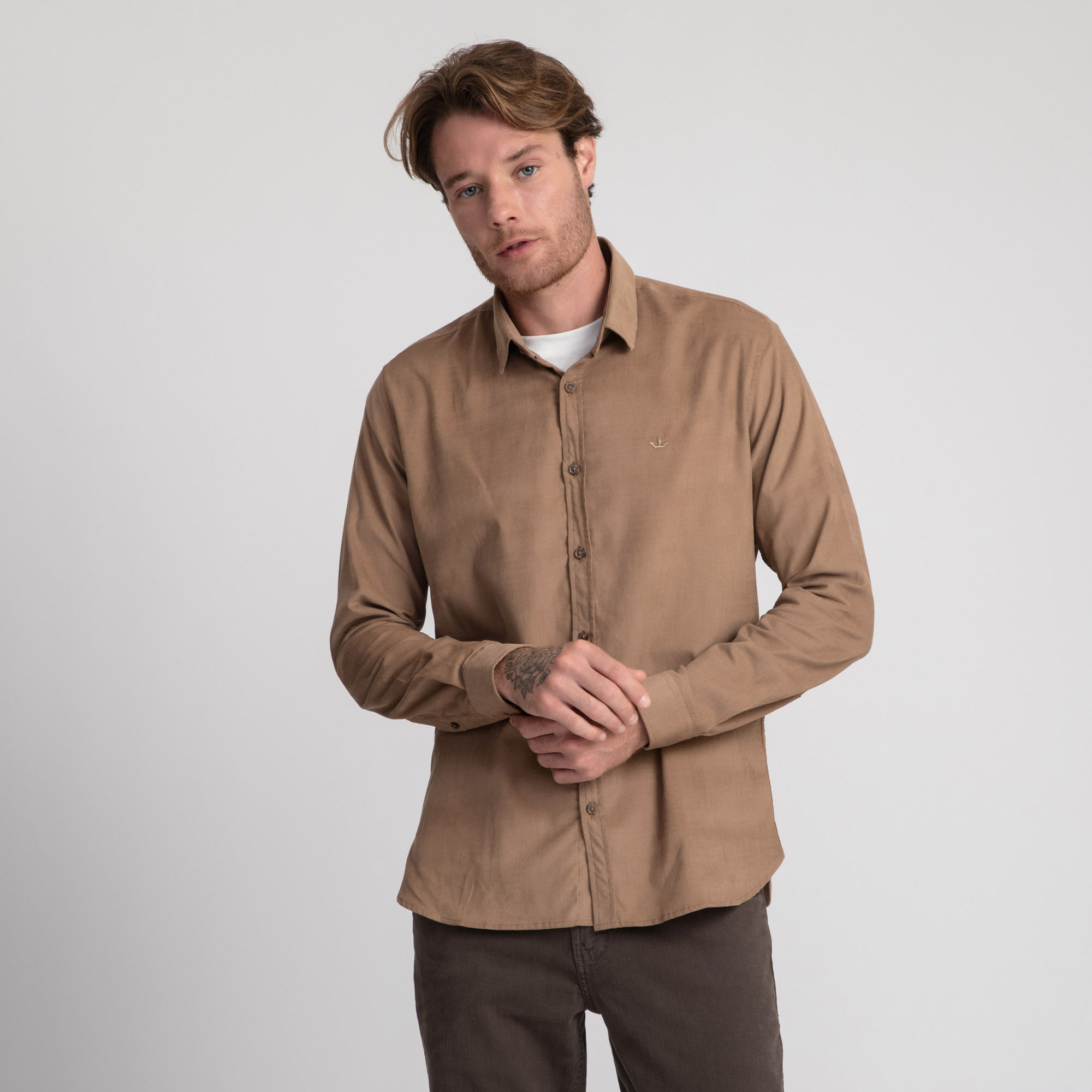 Encontraproduto.com.br - Camisa Manga Longa Docthos Slim Veludo Canais