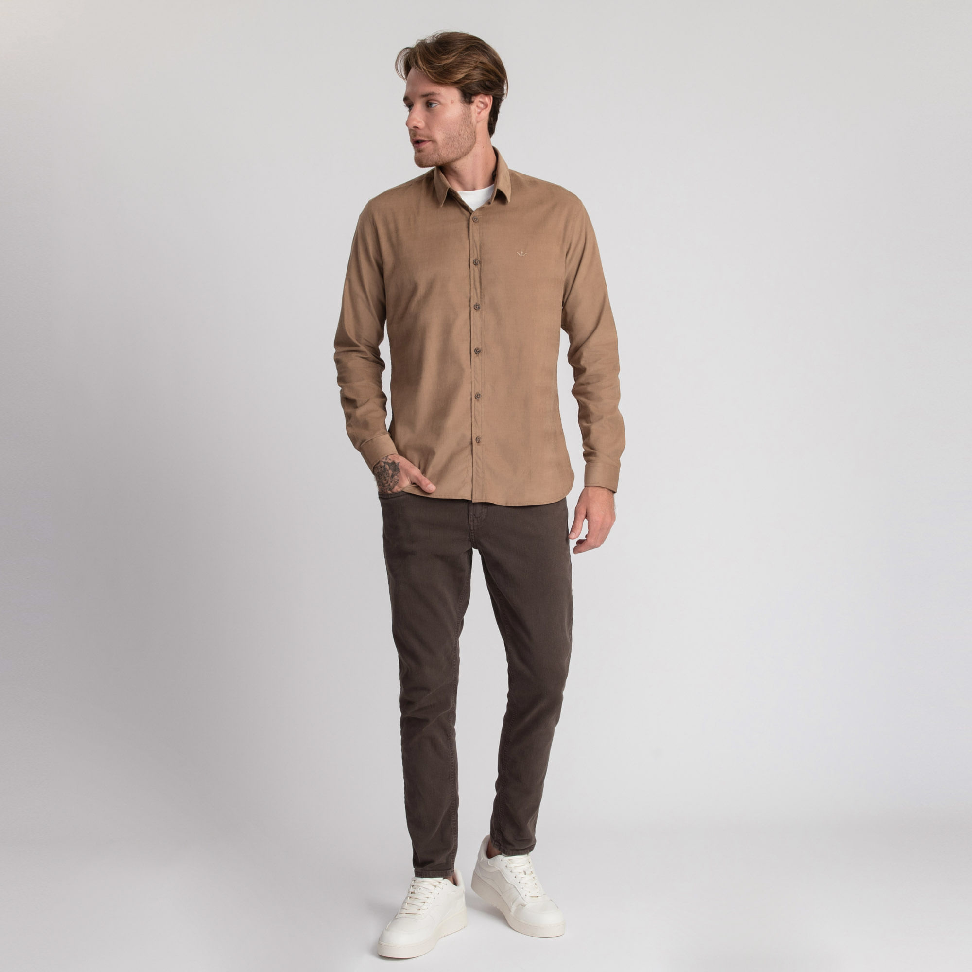 Encontraproduto.com.br - Camisa Manga Longa Docthos Slim Veludo Canais