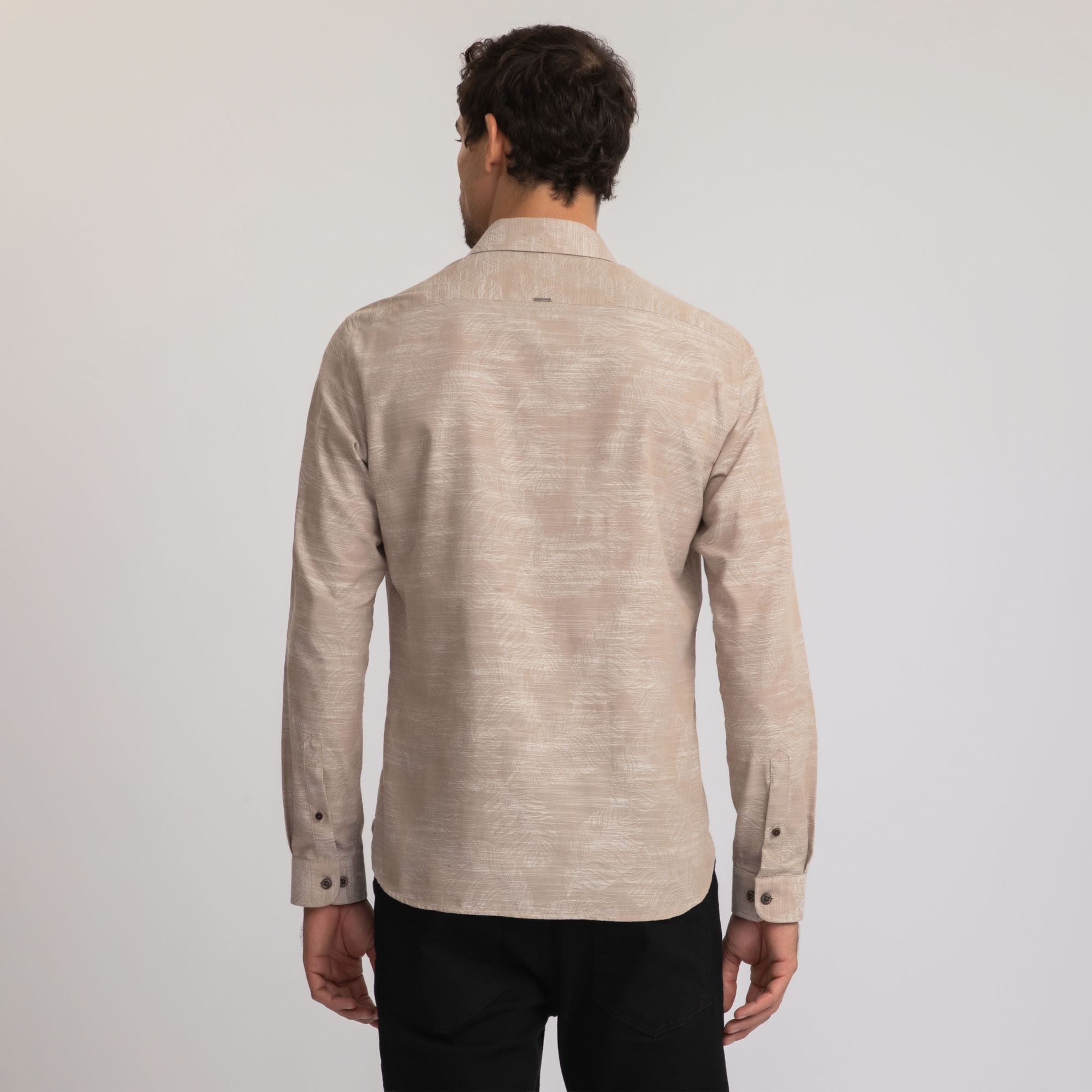 Encontraproduto.com.br - Camisa Manga Longa Docthos Slim Jacquard Folhas