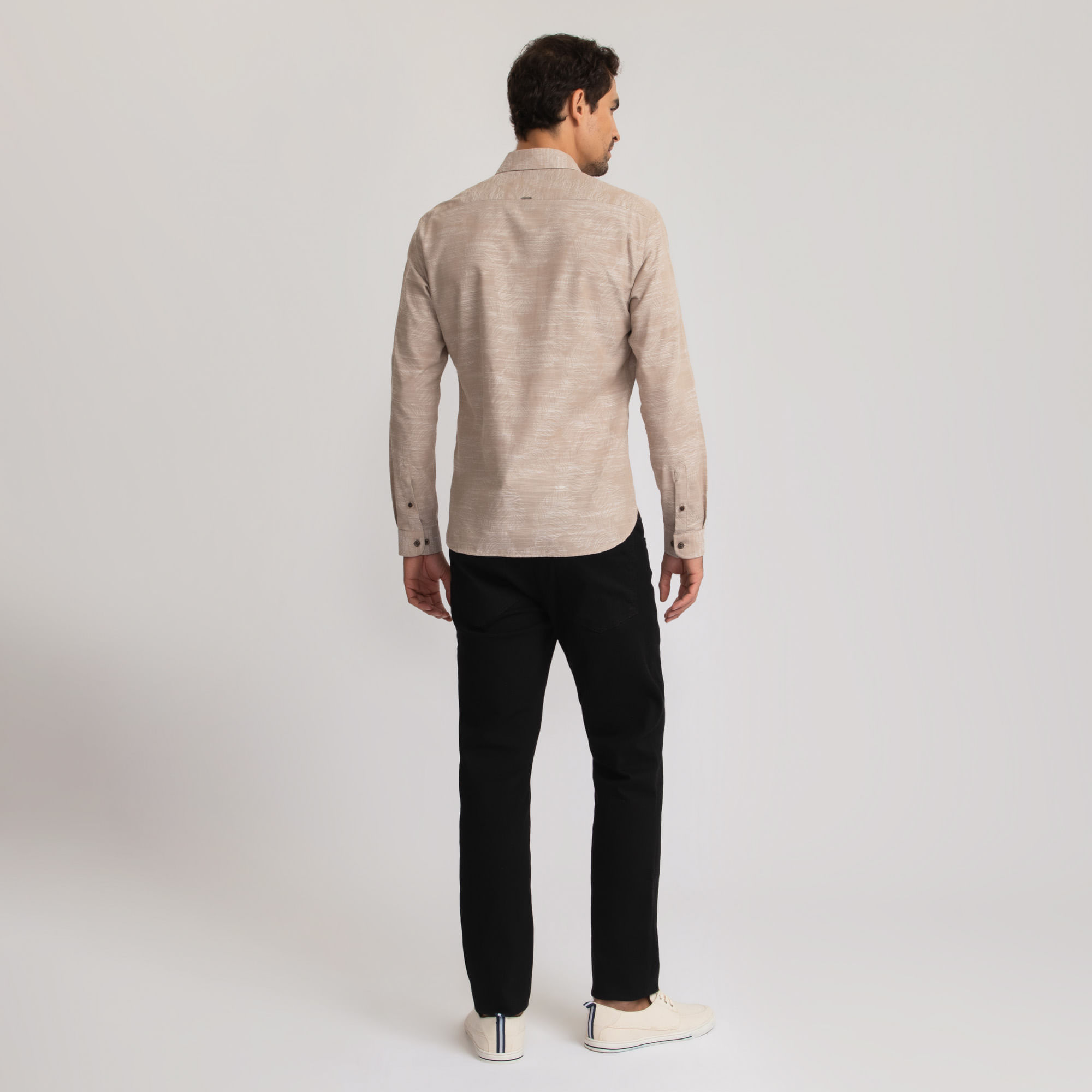 Encontraproduto.com.br - Camisa Manga Longa Docthos Slim Jacquard Folhas