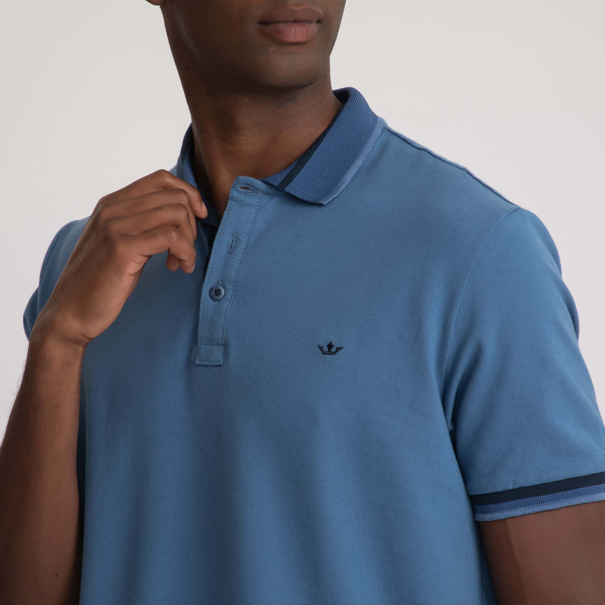 Encontraproduto.com.br - Polo Manga Curta Docthos Slim Golas Com Listras Largas