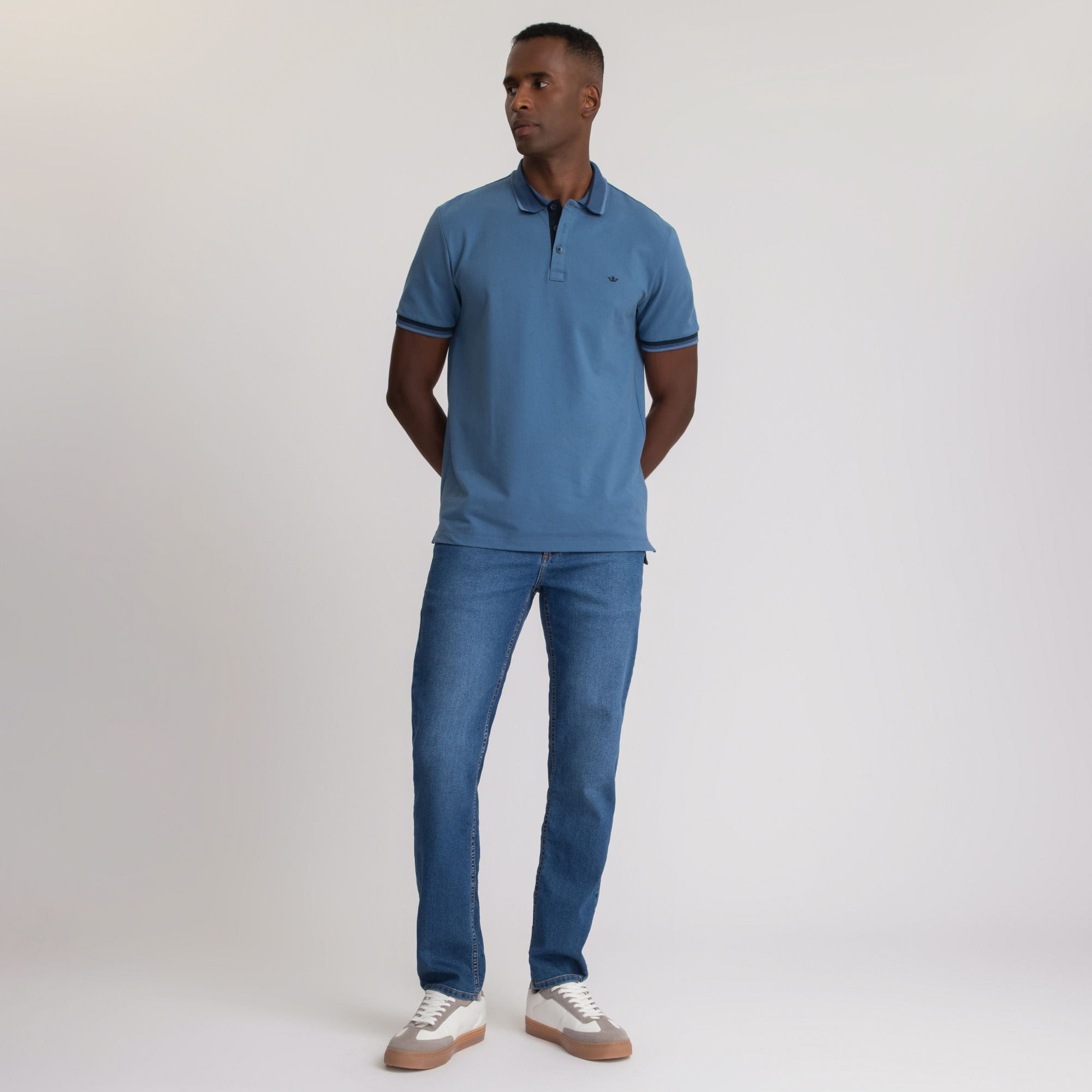 Encontraproduto.com.br - Polo Manga Curta Docthos Slim Golas Com Listras Largas