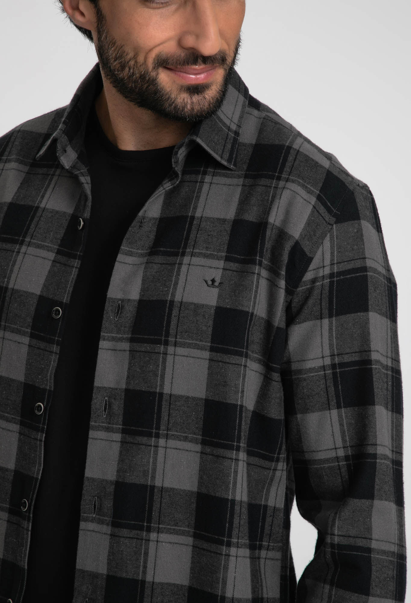 Encontraproduto.com.br - Camisa Manga Longa Docthos Slim Flanela Padronagem Xadrez
