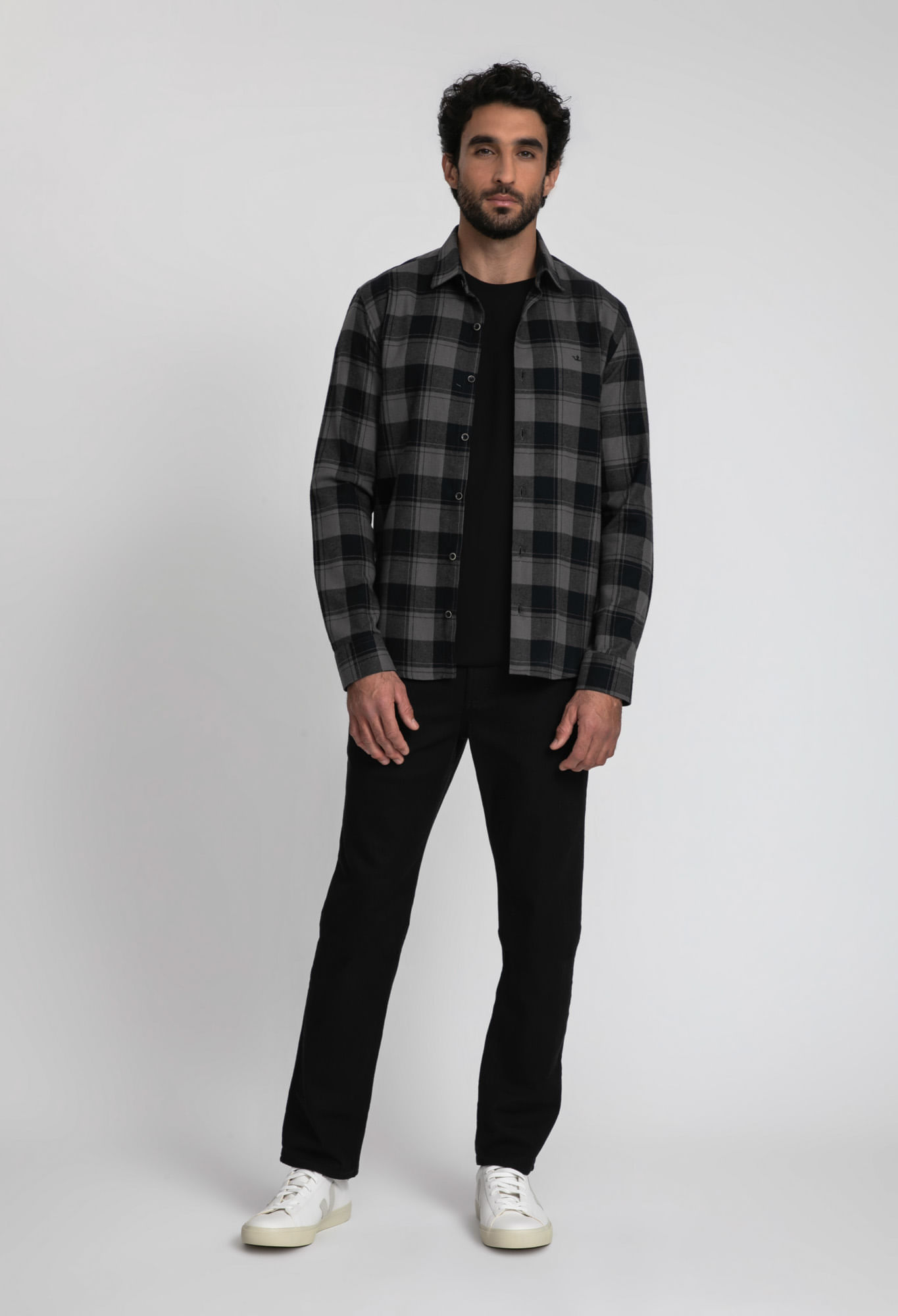 Encontraproduto.com.br - Camisa Manga Longa Docthos Slim Flanela Padronagem Xadrez