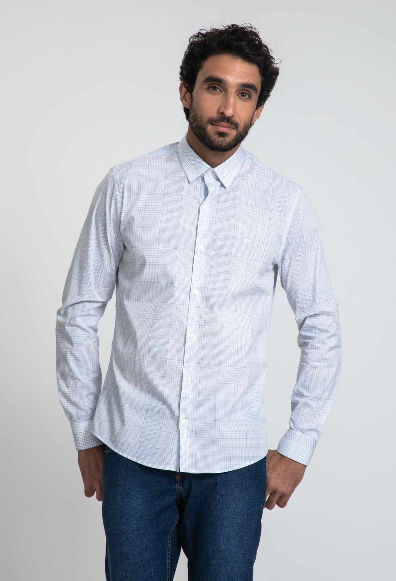Encontraproduto.com.br - Camisa Docthos Slim Manga Longa Poliamida Xadrez Médio