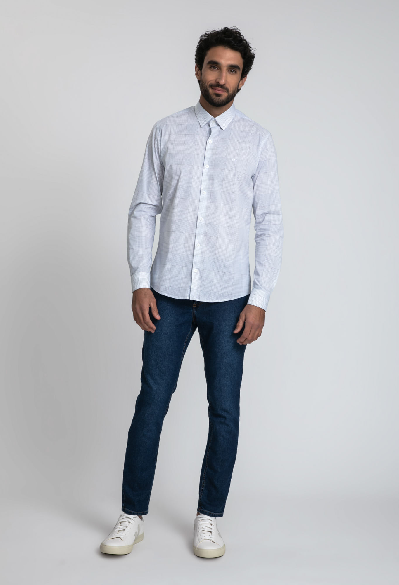 Encontraproduto.com.br - Camisa Docthos Slim Manga Longa Poliamida Xadrez Médio