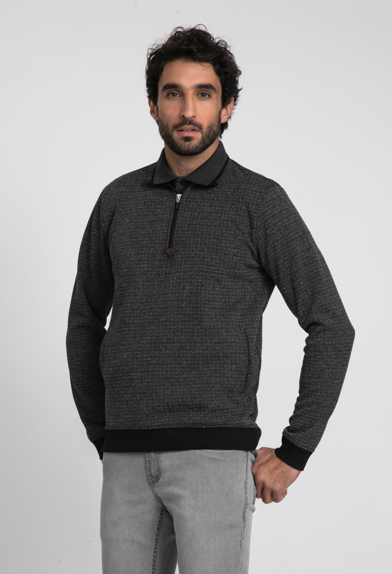 Encontraproduto.com.br - Blusão Docthos Slim Moletom Fleece com Ziper