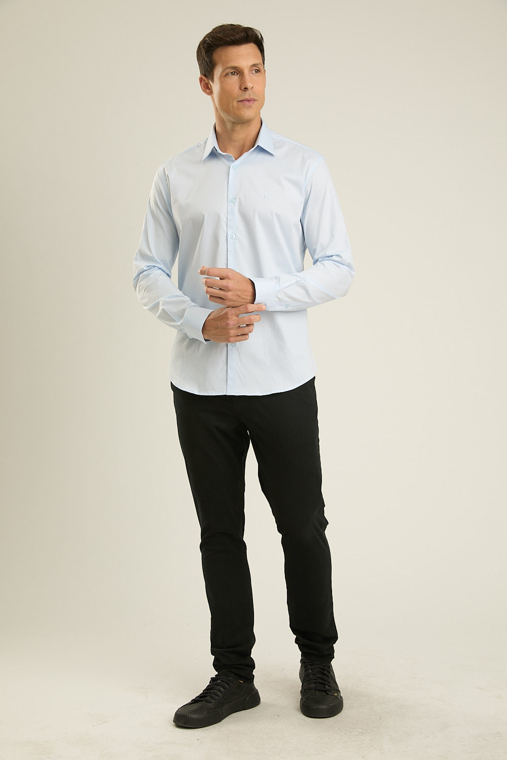 Encontraproduto.com.br - Camisa Manga Longa Tailor Fit Maquinetada