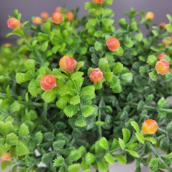 Encontraproduto.com.br - Arranjo De Folhagem Artificial Mini Flor (16cm) Laranja