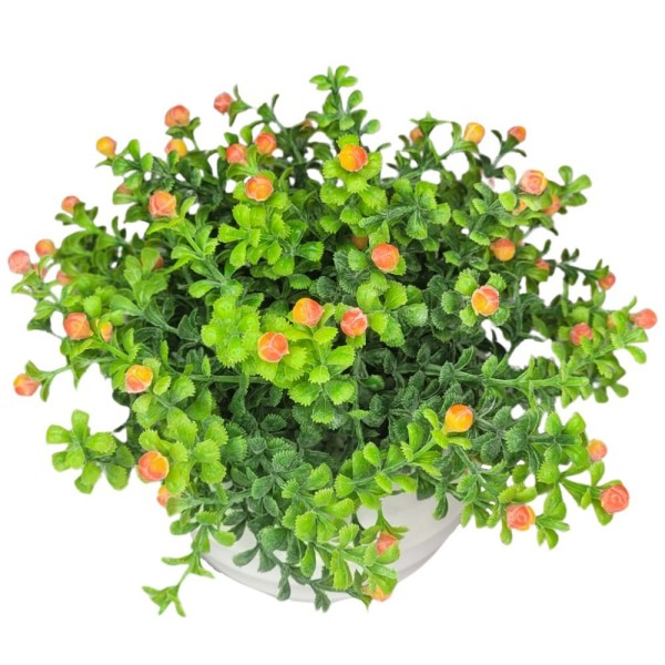 Encontraproduto.com.br - Arranjo De Folhagem Artificial Mini Flor (16cm) Laranja
