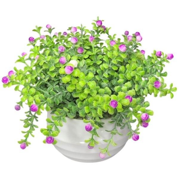 Encontraproduto.com.br - Arranjo De Folhagem Artificial Mini Flor (16cm) Roxo