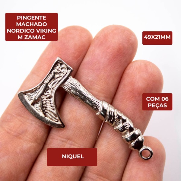 Encontraproduto.com.br - PINGENTE MACHADO NORDICO VIKING 49X21MM EM ZAMAC COM 06 PEÇAS