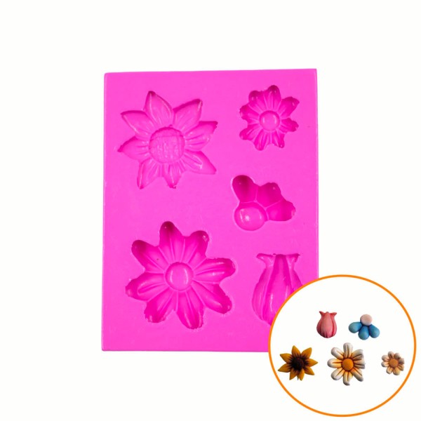 Encontraproduto.com.br - MOLDE DE SILICONE FLORES DIVERSAS PARA BISCUIT POLYCOL
