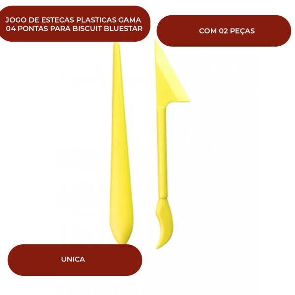 Encontraproduto.com.br - JOGO DE ESTECAS PLASTICAS GAMA 04 PONTAS PARA BISCUIT BLUESTAR COM 02 PEÇAS