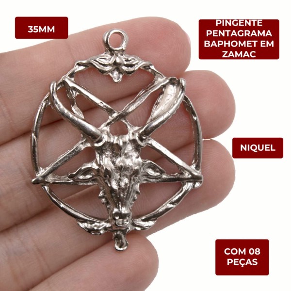 Encontraproduto.com.br - PINGENTE PENTAGRAMA BAPHOMET 35MM EM ZAMAC COM 08 PEÇAS