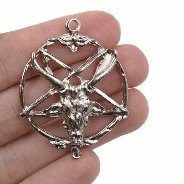 Encontraproduto.com.br - PINGENTE PENTAGRAMA BAPHOMET 35MM EM ZAMAC COM 08 PEÇAS