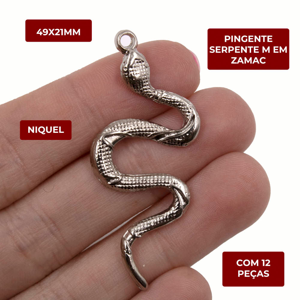 Encontraproduto.com.br - PINGENTE SERPENTE M 49X21MM EM ZAMAC COM 12 PEÇAS