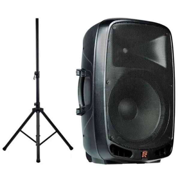 Encontraproduto.com.br - Caixa de Som Acústica Staner Ativa Bi-Amplificada Com Pedestal Preta - PS1501