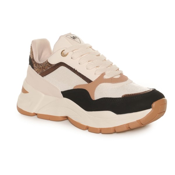 Tênis Feminino Robusto Texturas Via Marte Branco Preto