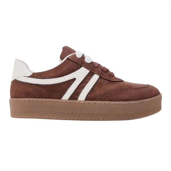 Tênis Via Marte Feminino Camurça Casual Marrom Escuro