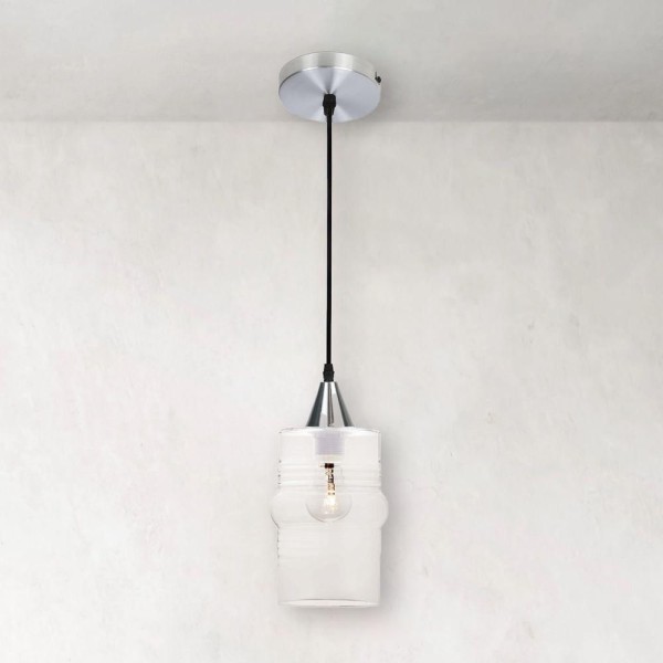 Encontraproduto.com.br - Lustre Pendente Taschibra Ali Liso E27 Transparente Bivolt Prata